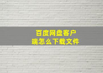 百度网盘客户端怎么下载文件