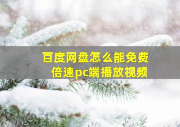 百度网盘怎么能免费倍速pc端播放视频