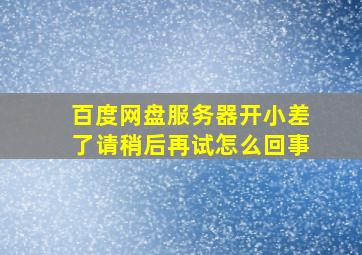 百度网盘服务器开小差了请稍后再试怎么回事