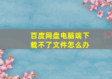 百度网盘电脑端下载不了文件怎么办