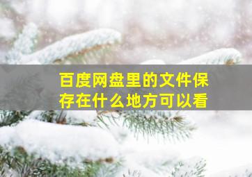 百度网盘里的文件保存在什么地方可以看