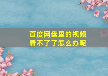 百度网盘里的视频看不了了怎么办呢