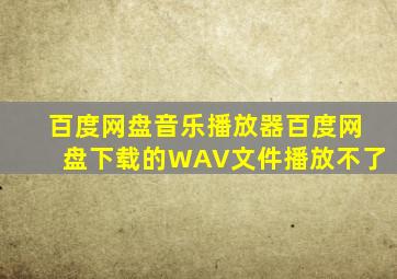 百度网盘音乐播放器百度网盘下载的WAV文件播放不了