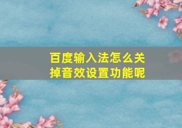 百度输入法怎么关掉音效设置功能呢