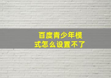 百度青少年模式怎么设置不了