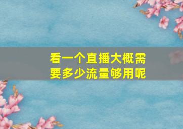 看一个直播大概需要多少流量够用呢