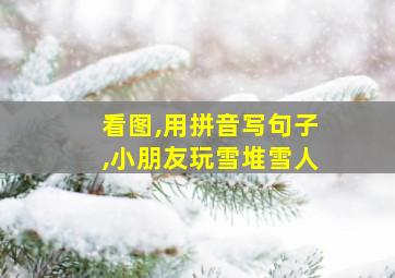 看图,用拼音写句子,小朋友玩雪堆雪人