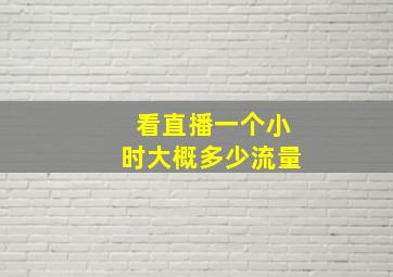 看直播一个小时大概多少流量