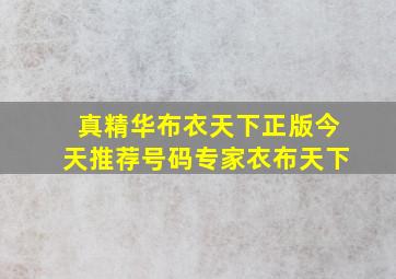 真精华布衣天下正版今天推荐号码专家衣布天下