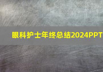 眼科护士年终总结2024PPT