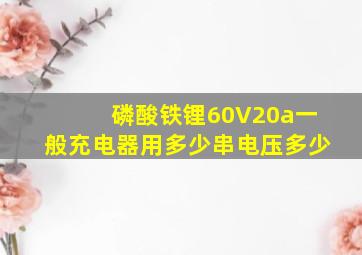 磷酸铁锂60V20a一般充电器用多少串电压多少