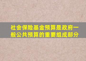 社会保险基金预算是政府一般公共预算的重要组成部分