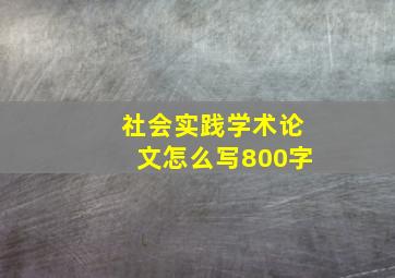 社会实践学术论文怎么写800字