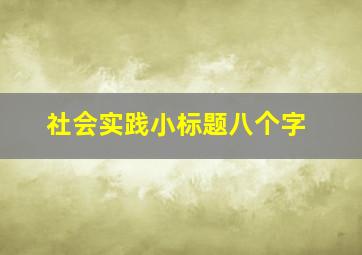 社会实践小标题八个字