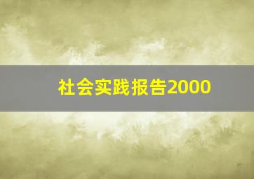 社会实践报告2000