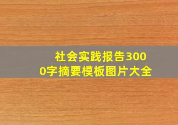 社会实践报告3000字摘要模板图片大全