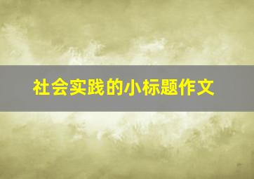 社会实践的小标题作文