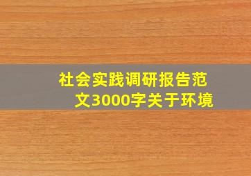 社会实践调研报告范文3000字关于环境