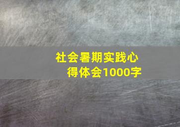 社会暑期实践心得体会1000字