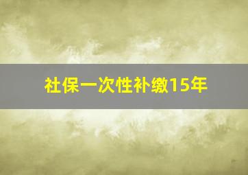 社保一次性补缴15年