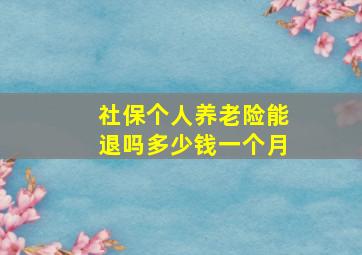 社保个人养老险能退吗多少钱一个月