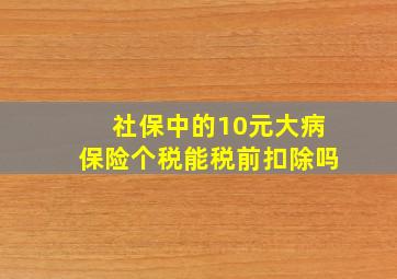 社保中的10元大病保险个税能税前扣除吗