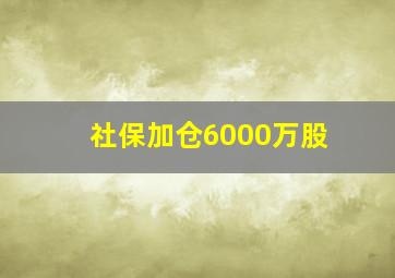 社保加仓6000万股