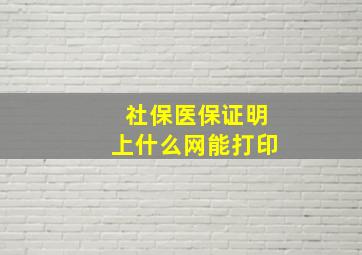 社保医保证明上什么网能打印