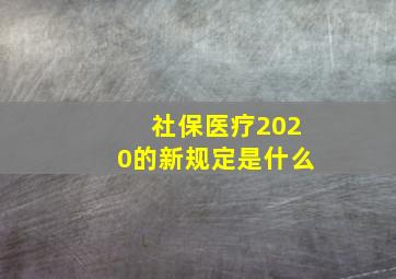 社保医疗2020的新规定是什么