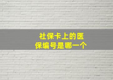 社保卡上的医保编号是哪一个