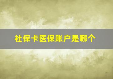 社保卡医保账户是哪个