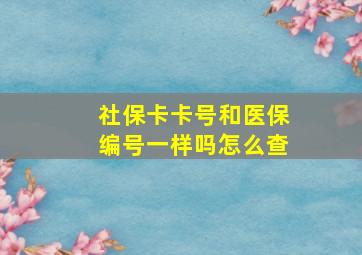 社保卡卡号和医保编号一样吗怎么查