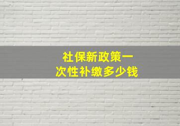 社保新政策一次性补缴多少钱