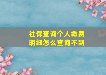 社保查询个人缴费明细怎么查询不到