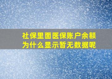 社保里面医保账户余额为什么显示暂无数据呢