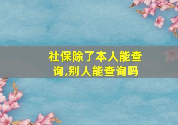 社保除了本人能查询,别人能查询吗