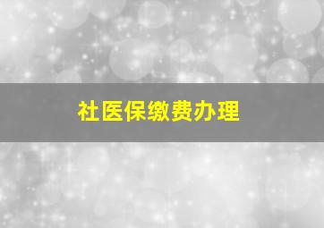 社医保缴费办理