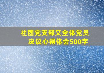 社团党支部又全体党员决议心得体会500字