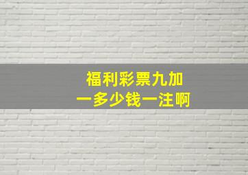 福利彩票九加一多少钱一注啊