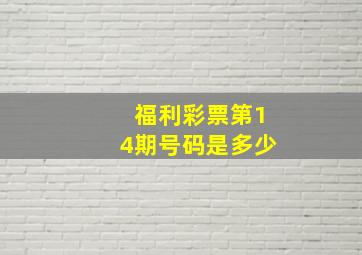 福利彩票第14期号码是多少