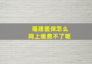 福建医保怎么网上缴费不了呢