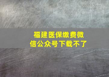 福建医保缴费微信公众号下载不了