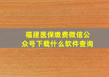 福建医保缴费微信公众号下载什么软件查询