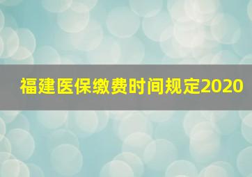 福建医保缴费时间规定2020