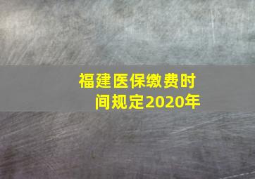 福建医保缴费时间规定2020年