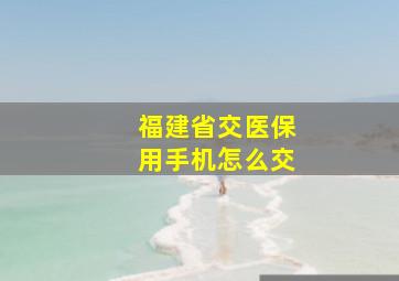 福建省交医保用手机怎么交