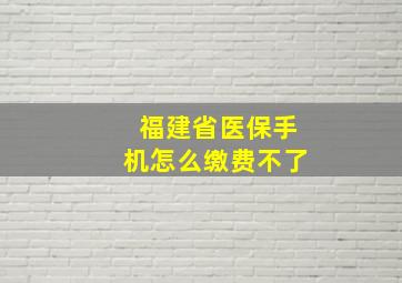 福建省医保手机怎么缴费不了