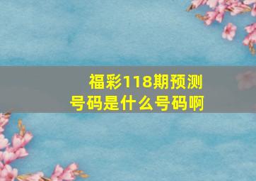 福彩118期预测号码是什么号码啊