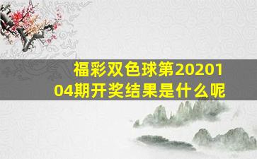 福彩双色球第2020104期开奖结果是什么呢