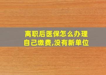 离职后医保怎么办理自己缴费,没有新单位